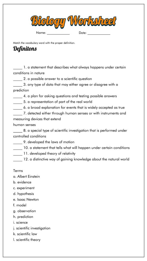 19 Free Printable Biology Worksheets Free PDF At Worksheeto