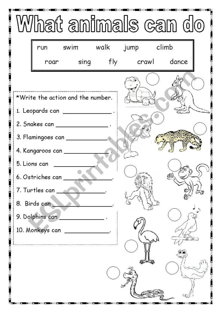 Animal Abilities ESL Worksheet By Jcuni Vocabulary Skills 