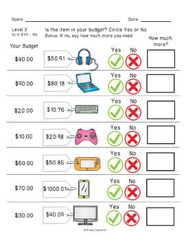 Budget Worksheets Do You Have Enough Money Life Skill Math For 