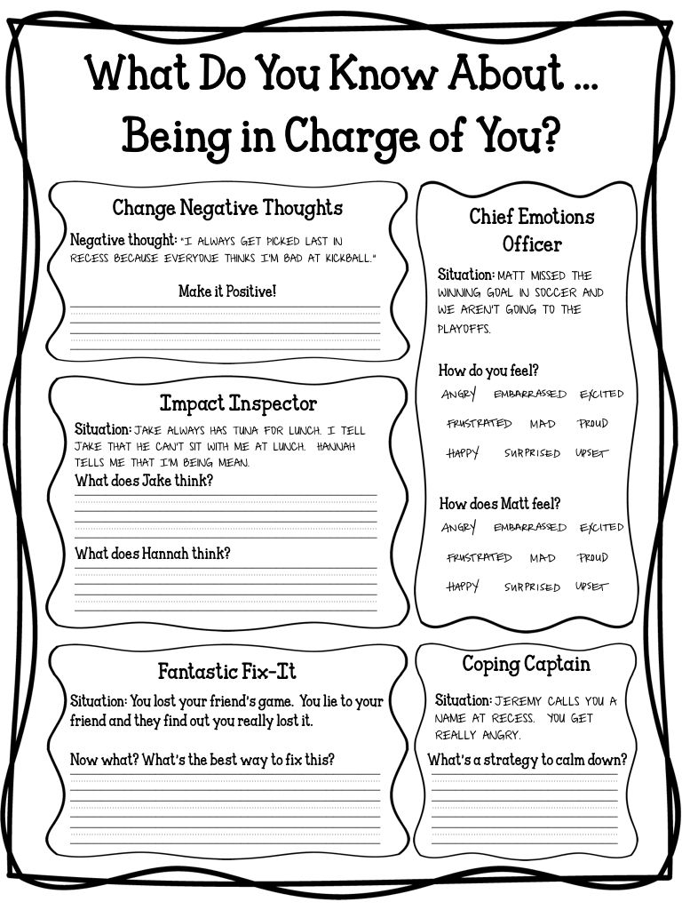 Cbt Worksheet For Kids