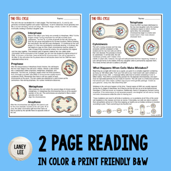 Cell Cycle Mitosis Guided Reading Worksheets PDF Digital 