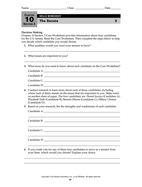 CHAPTER SKILLS WORKSHEET 10 The Senate 3 SECTION 3 LPS Isite Lps 