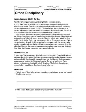 Cross Disciplinary Skills Worksheet Answers Fill And Sign Printable 