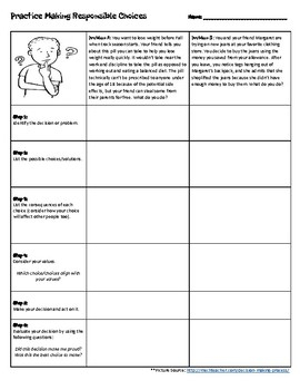 Decision Making Practice Scenario Worksheet By Carlee Belk TPT