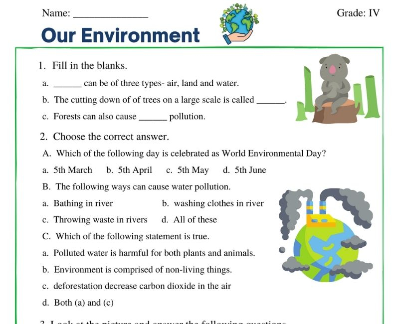 Fun And Engaging Our Environment Class 4 Worksheet Activities