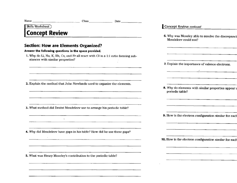 Holt Chemistry Skills Worksheet Concept Review Chapter 4