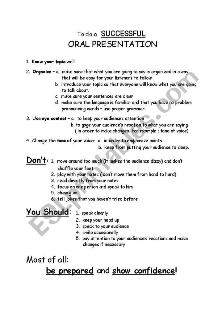 How To Do A Successful Oral Presentation ESL Worksheet By Eng789