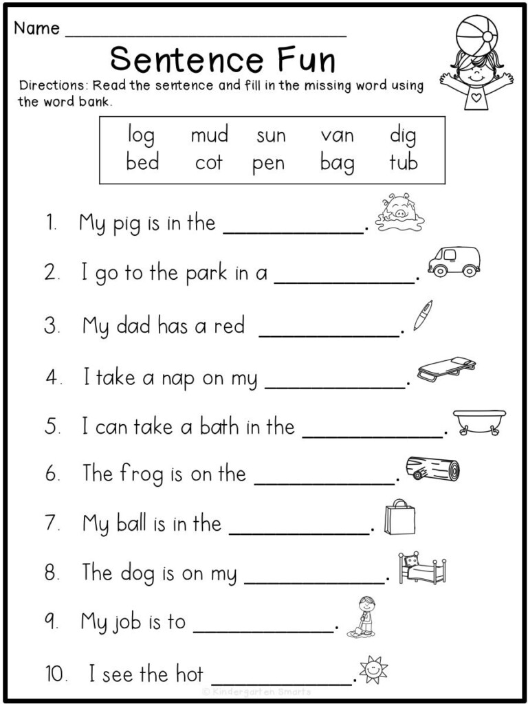 Kindergarten Grammar Worksheets