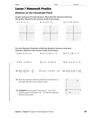 Lesson 7 Problem Solving Practice Distance On The Coordinate Plane 