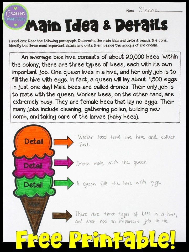 Main Idea Reading Worksheets