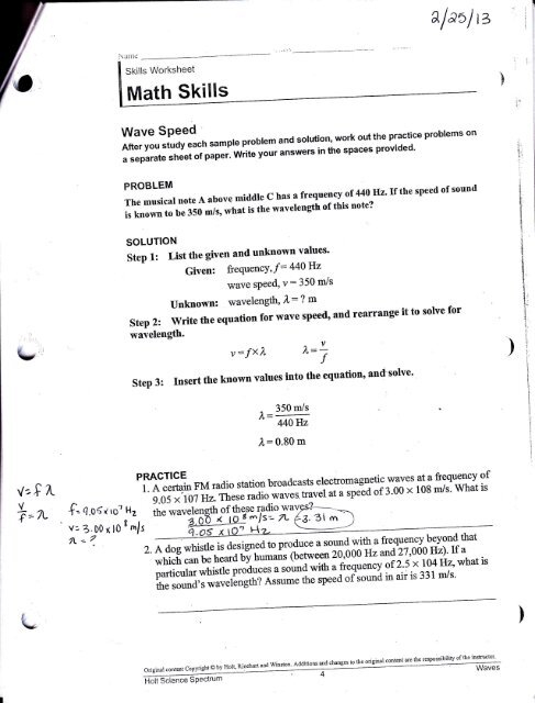 Math Skill Practice Answer