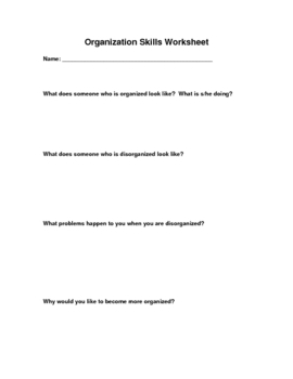 Organizational Skills Worksheet By Celeste Coffman TpT