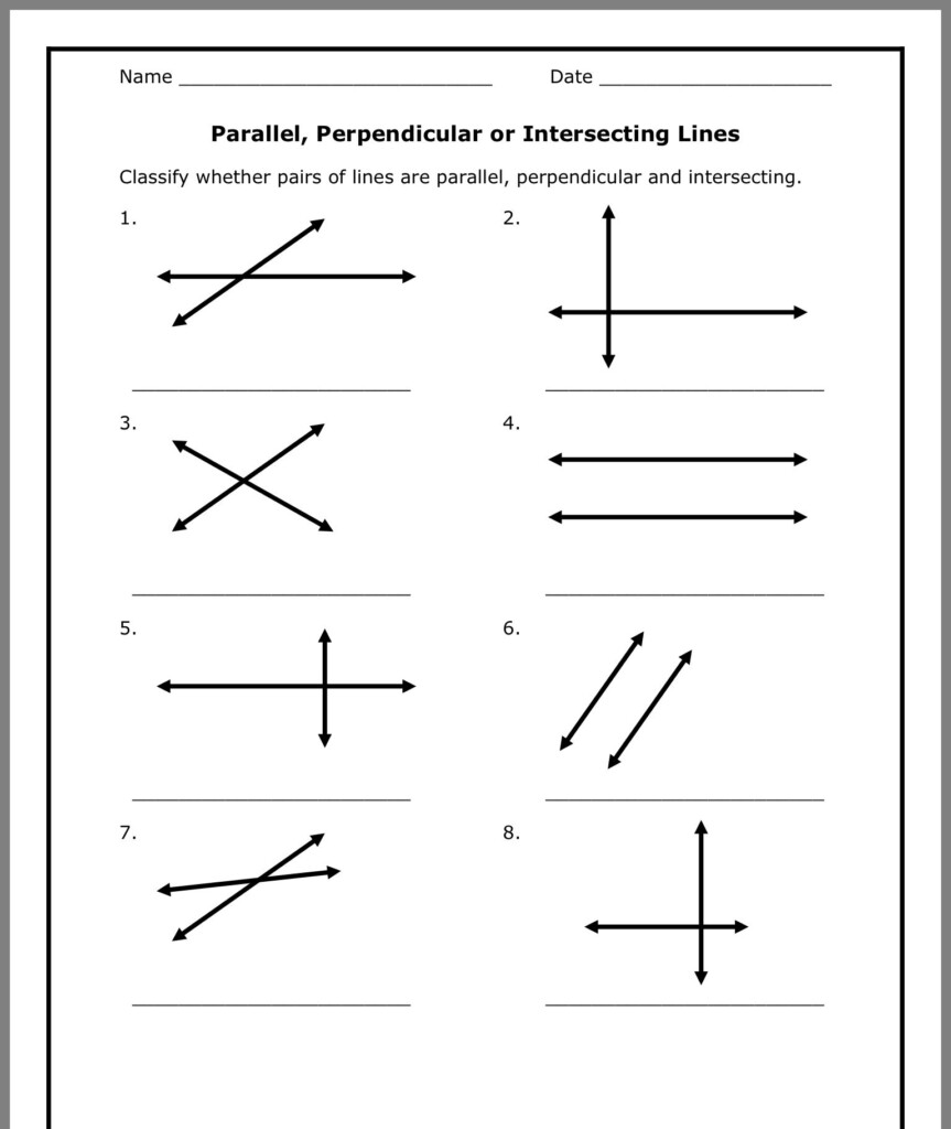 Parallel And Perpendicular Lines Worksheet With Answers