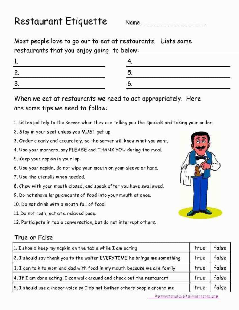 Printable Job Skills Worksheets For Special Needs Students