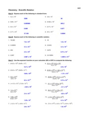 Scientific Notation Worksheet Name Date Period Chem Skills Worksheet 