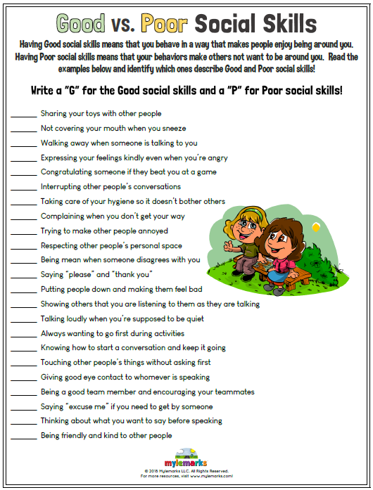 Social Skills Worksheets For Kids And Teens