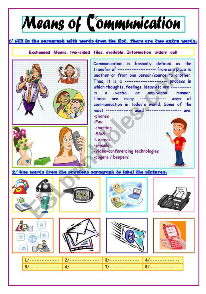 Types Of Communication Worksheet